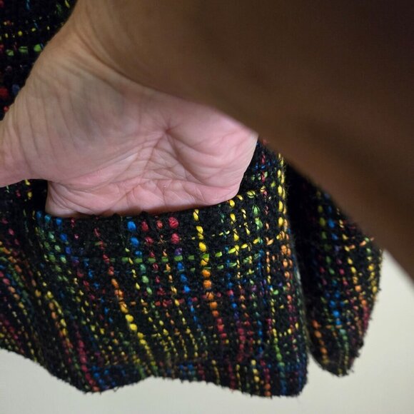 Coldwater Creek Colorful Tweed Black Multi Fully Lined 3 Button Blazer Size PL - Picture 3 of 6